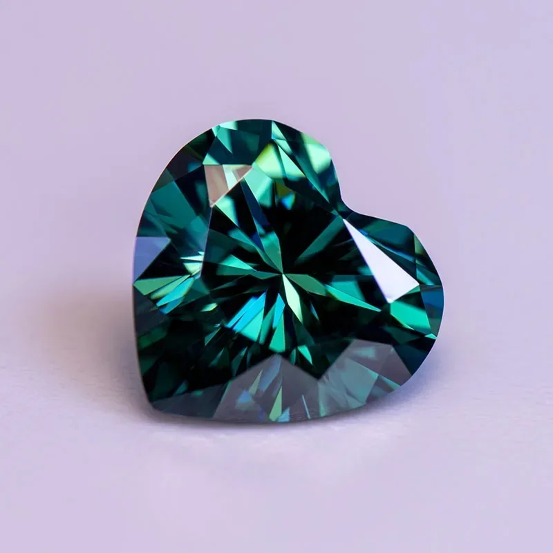 

NEW NEW Moissanite Stone Natural Color Emerald Green Heart Cut Gemstone Lab Grown Diamond For Charms Women Jewelry With Certific