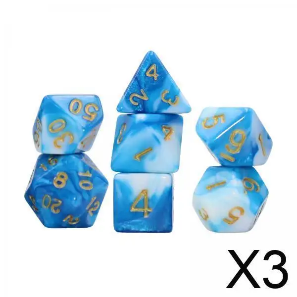 

3x7 Pieces Acrylic Polyhedral Dices Table Games Dices Set for Roll Playing Games Board Game Props