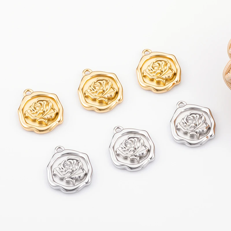 5Pcs/Lot Stainless Steel Tulip Flower Charms For DIY Bracelets Necklaces Fashion Pendant Jewelry Making Accessories