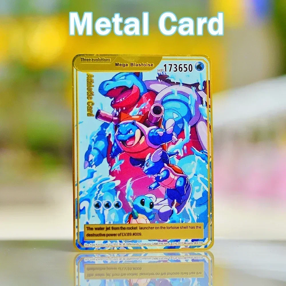 

173650 HP Pokemon Card Metal Pokémon Letters Charizard Vmax Pikachu Raichu Lugia Arceus Golden Iron Cards Anime Games Kids Toys