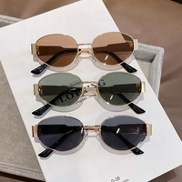 Classic Vintage Oval Sunglasses New Elliptical Frame Metal Frame Personalized Sunglasses Outdoor Shades Uv400 Trendy Fancy Gift