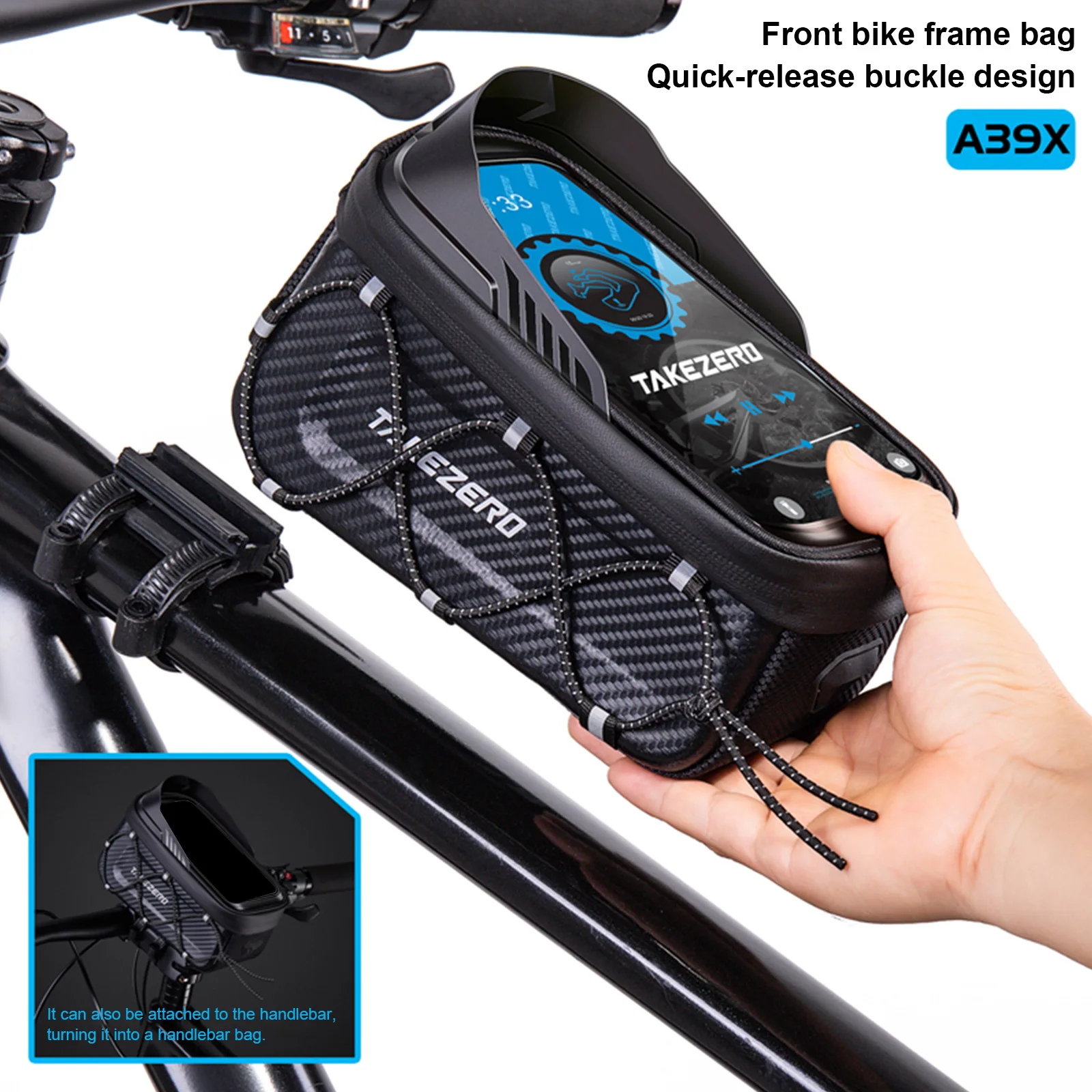 フロント自転車ポーチ耐摩耗性サイクリングアクセサリー自転車パック防水上部EVAポーチパック屋外サイクリングアクセサリー用