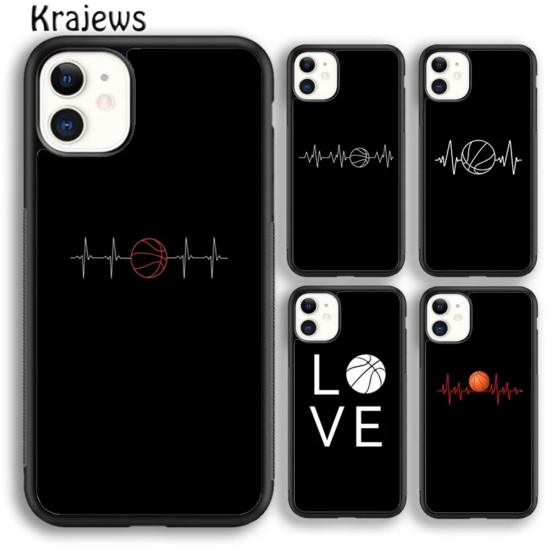 Krajews Basketball Heart Beat Phone Case Cover For iPhone 16 15 SE2020 14 6 7 8 plus 11 12 13 pro max coque Shell Fundas