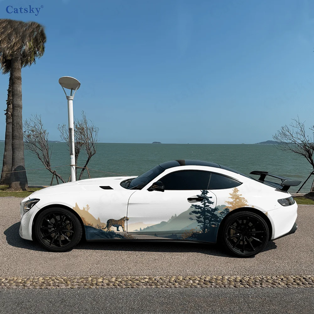 

Tiger Mountain Forest Car Vinyl Wraps Decal Self-adhesive PVC Sticker Suitable for Trucks SUV Decoration Auto Accessories Gift