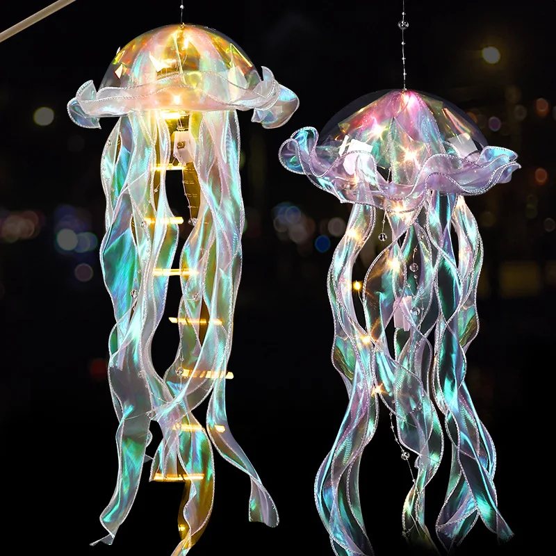 1PC New Gradient Jellyfish Light Decoration LED Light Festival Pendant Courtyard Lighting Handmade Light Small Night Light