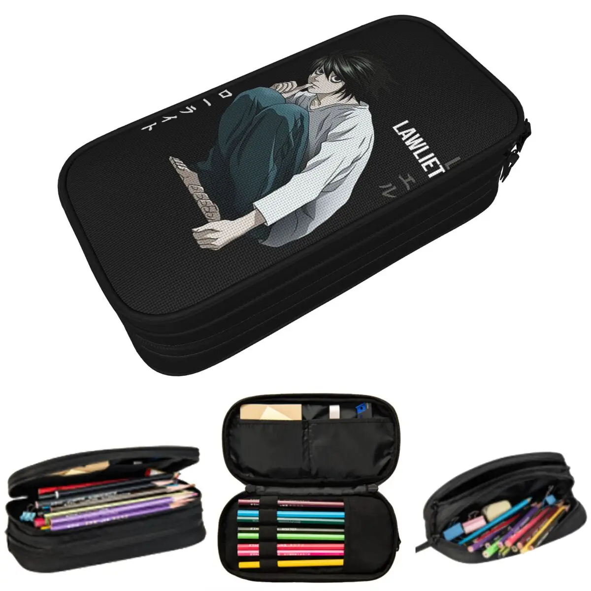 Death Note Lawlet Note Anime Pencil Case for Kids School Pen Box Pencil Bag Stationery Supplies Pen Holder Bag