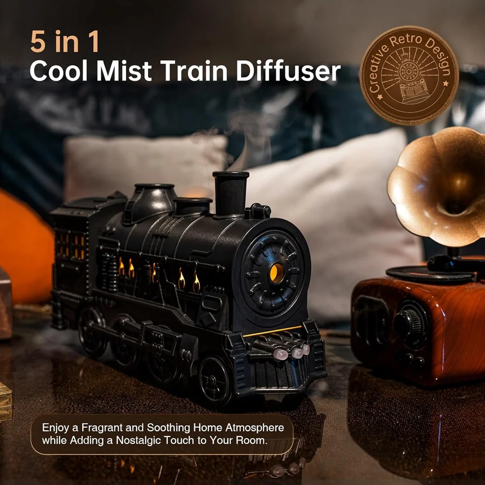 Picture 4: ABMI-Auto Shut-Off Essential Oil Diffuser, Train Diffuser Cool Mist Humidifier Featuring 2 Light& 2 Mist Mode For Home Office Be
