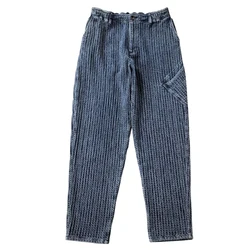 Men's Sashiko Tapered Pants Japanese Style Casual Trousers