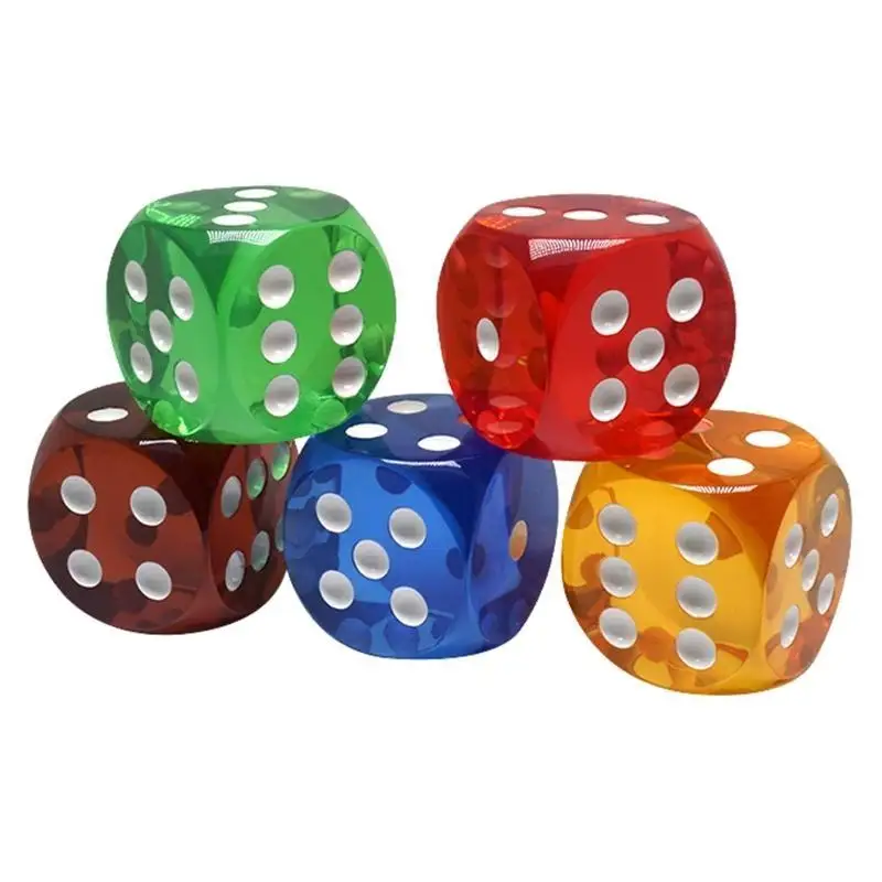 5 Pcs 25mm Transparent Dices 6 Sided Waterproof Crystal Dices Round Corners Board Game Dices for Teaching Projects