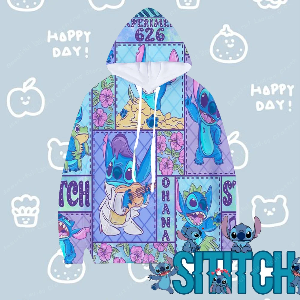 Stitch Cartoon Print Hoodies Women Hooddie Sweatshirt With  Winter And Autumn Causal Women's Oversized Clothing