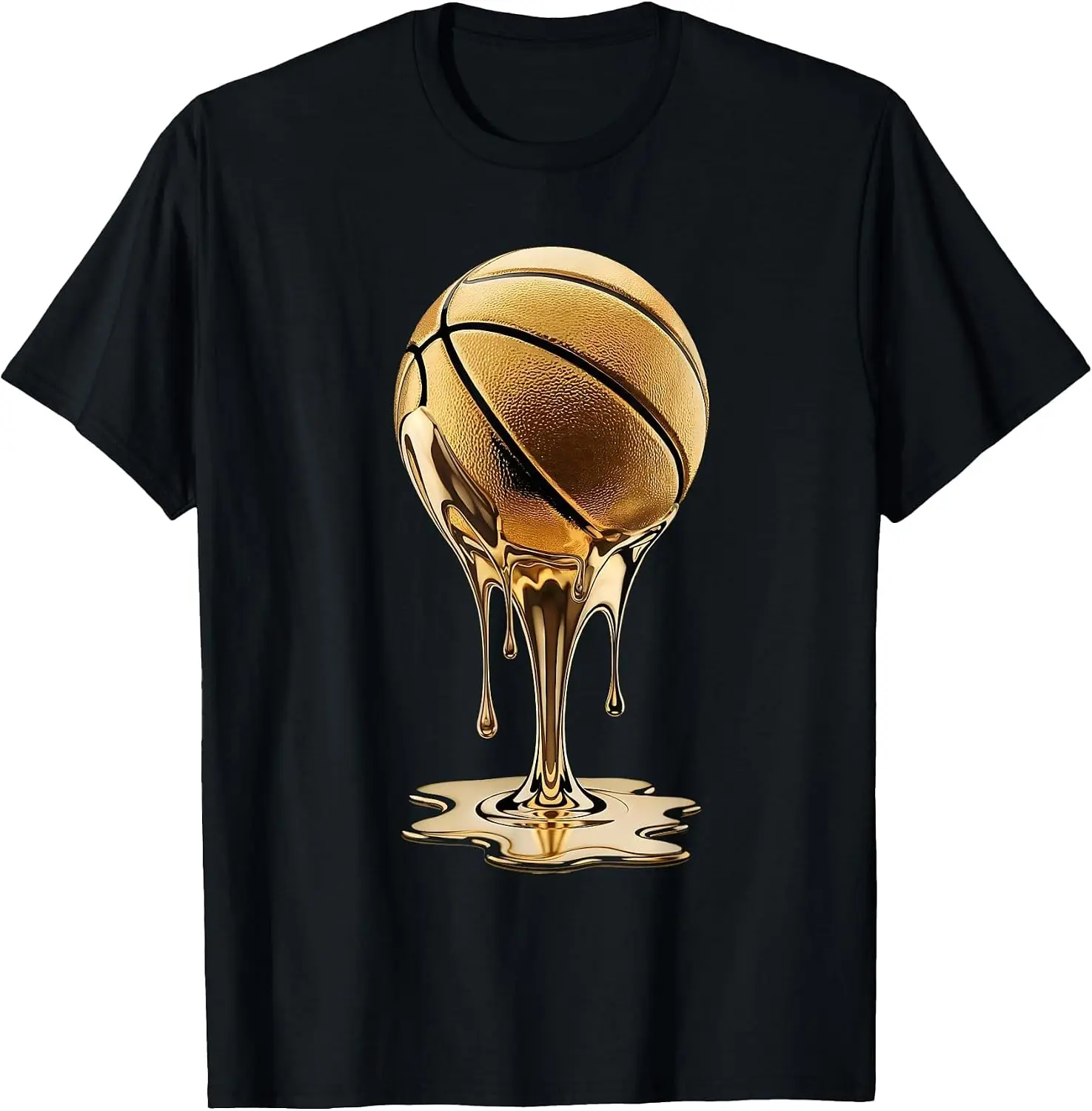 Basketball Drip Gold Dripping Graffiti Mens Womens Teens T-Shirt vintage style tee  boxy fit tee black graphic tee 100% cotton men