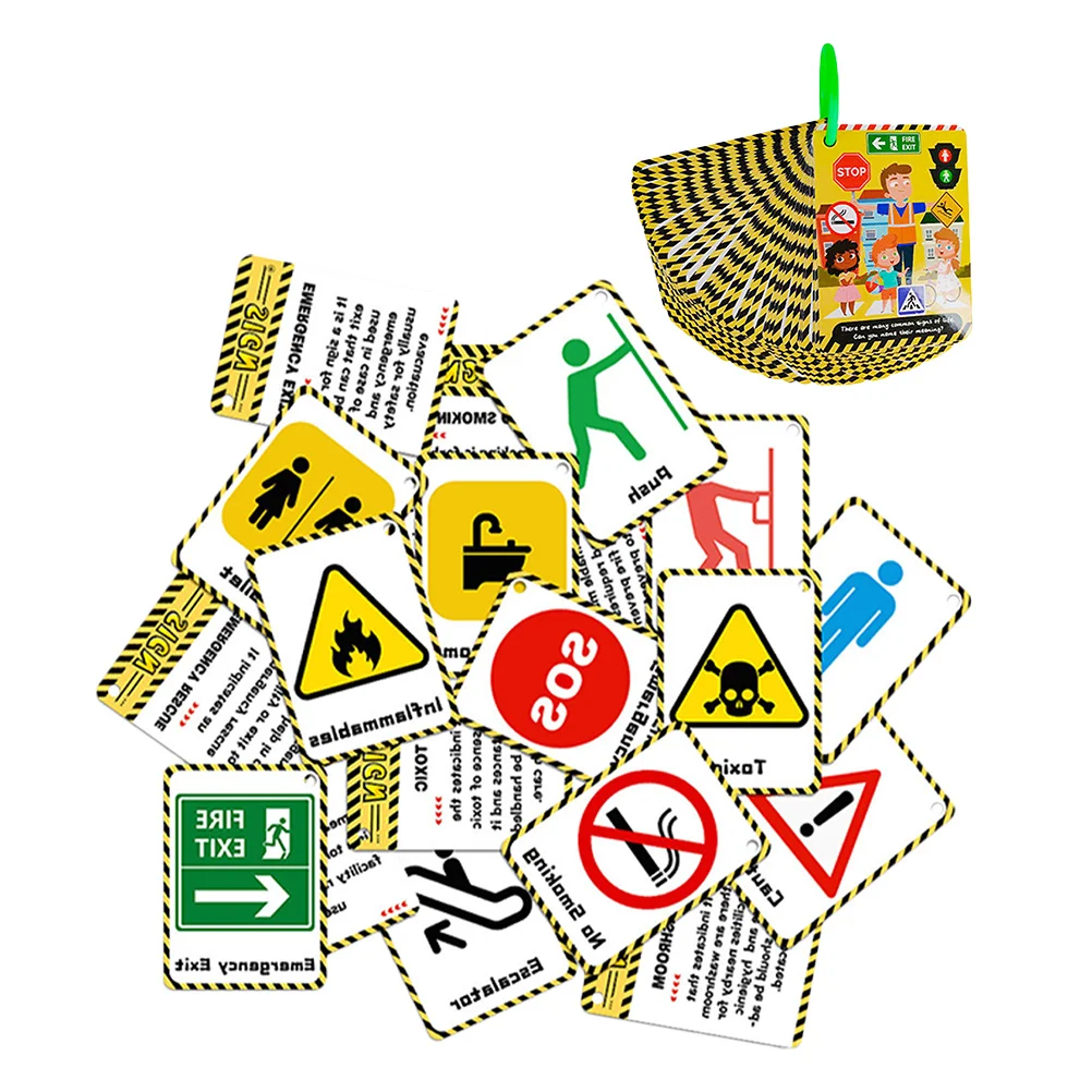 

2Set Traffic Sign Flashcards for Kids Cognitive Flashcards for Early Learning Portable Waterproof Educational Cards