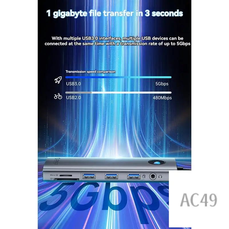 

C9-ORICO Type C Док-станция-концентратор 10-в-1 USB 3.0-концентратор PD100W Адаптер Forpc Аксессуары для ноутбуков A