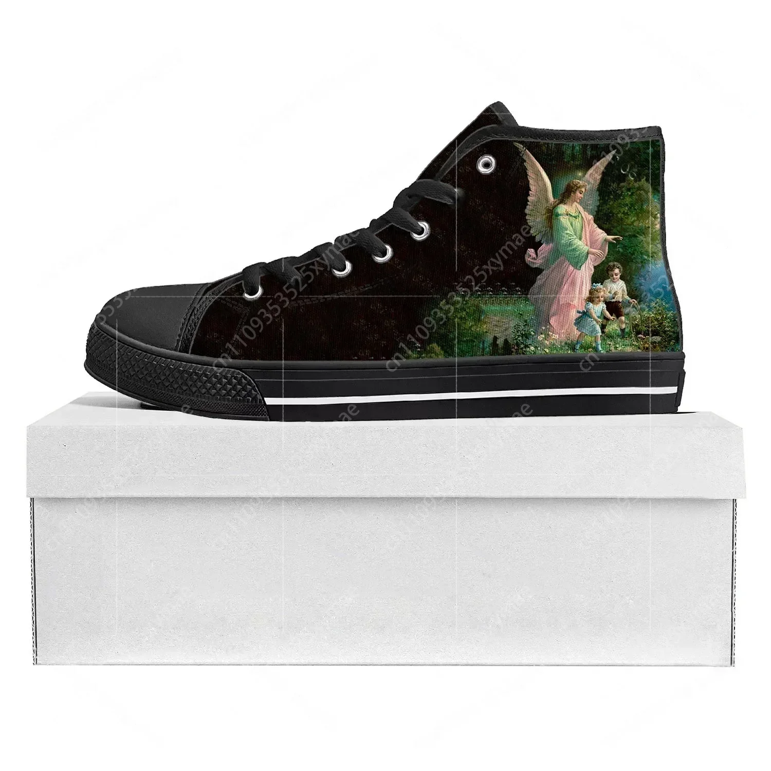 

Кроссовки Angel Art Print High Top высокого качества для мужчин, женщин и подростков, холщовые кеды Christian Vintage Angels, повседневная обувь для пар