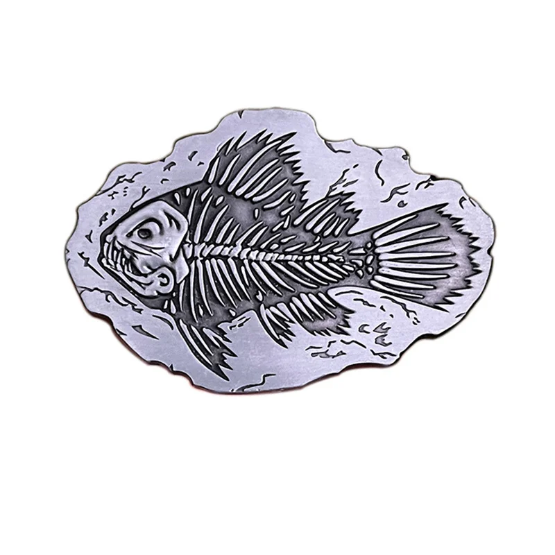 Fóssil Fish Bone Estilo Retro Ocidental Fivela de Cinto Acessório de Moda
