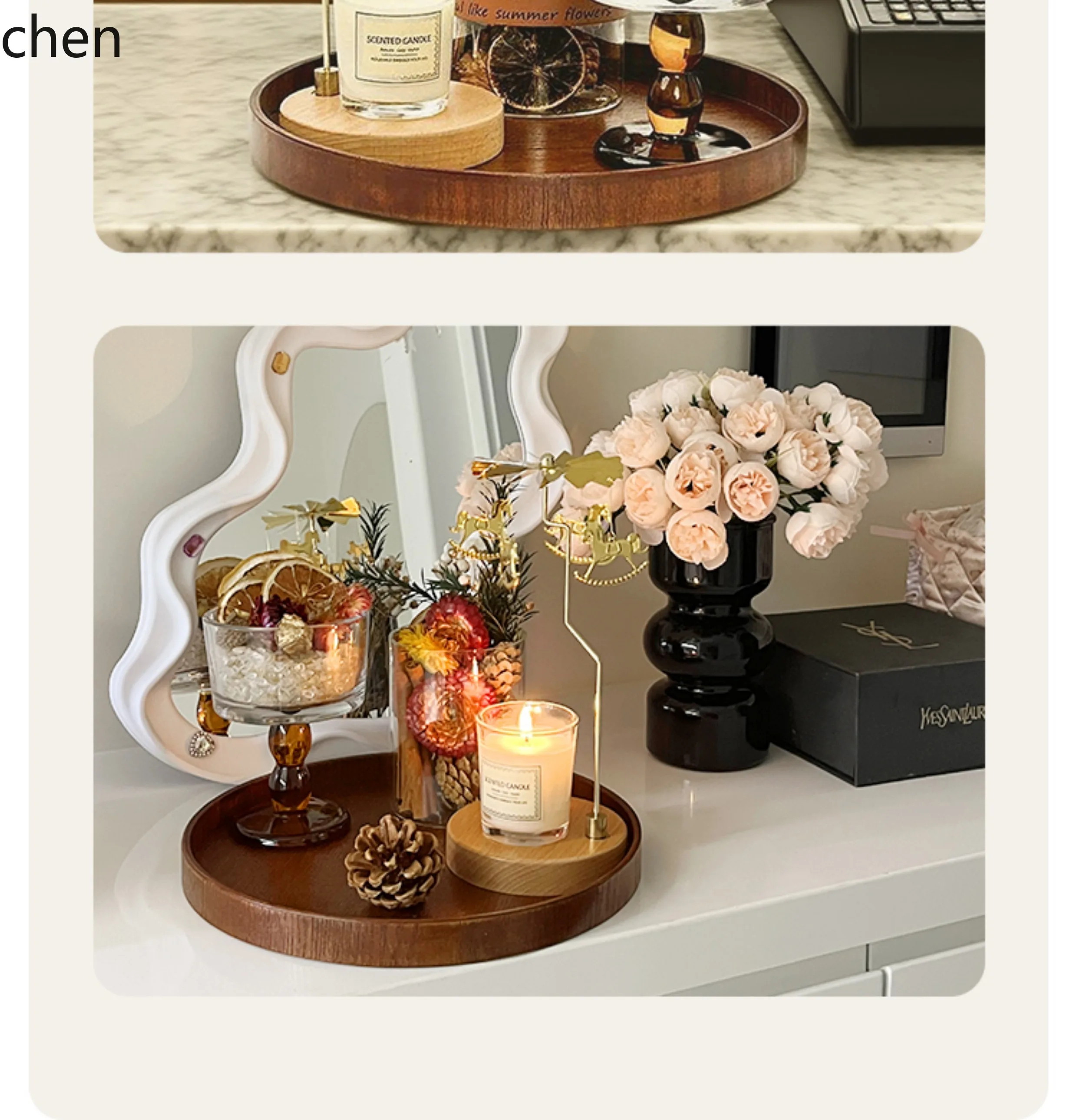 

ZML Entrance Ornament Lucky Fortune Carousel Crystal Decoration Housewarming Gift Decoration