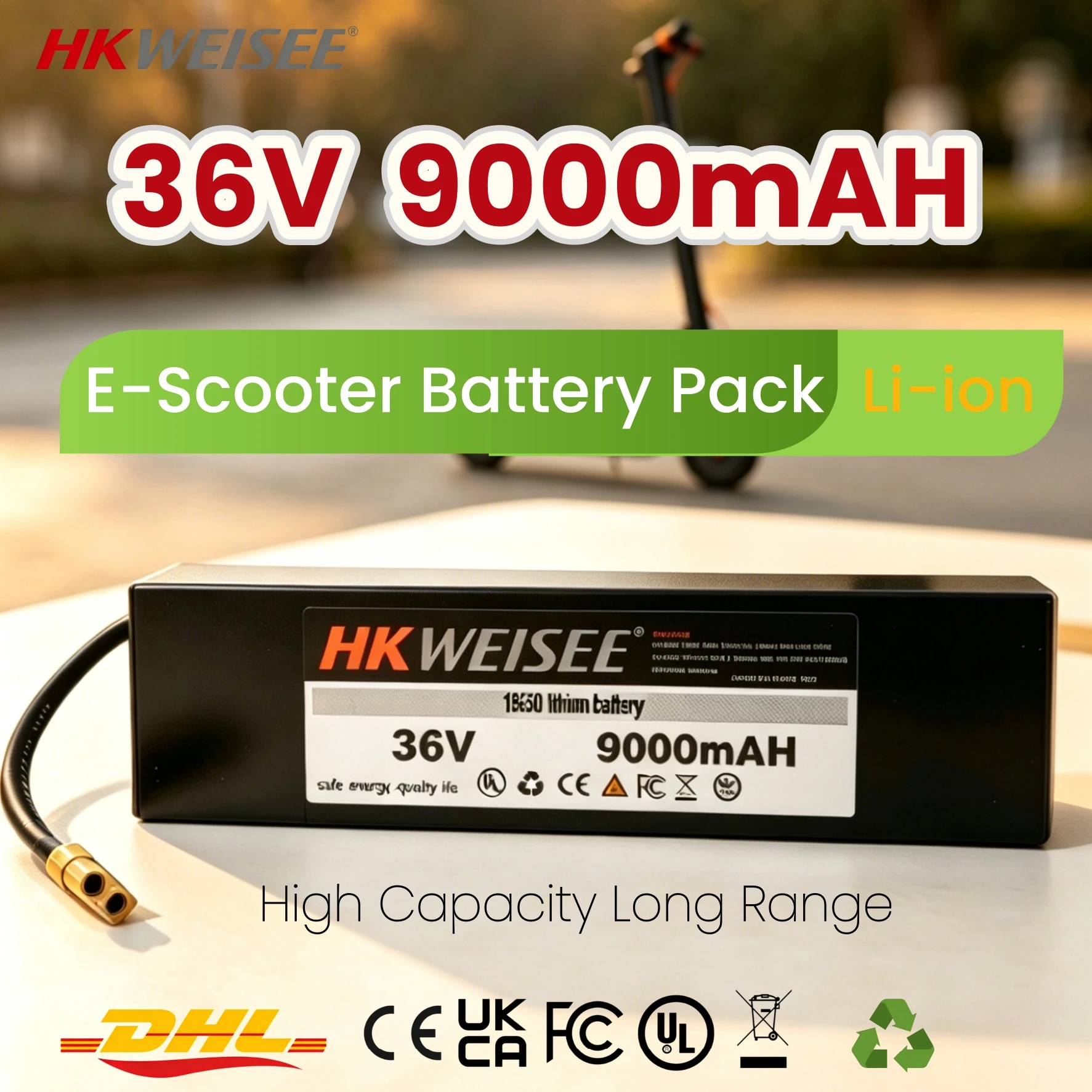 36V Electric Scooter Battery Pack 9Ah Li-ion Replacement escooter Battery Rechargeable High Capacity Long Range with BMS 30A 10S