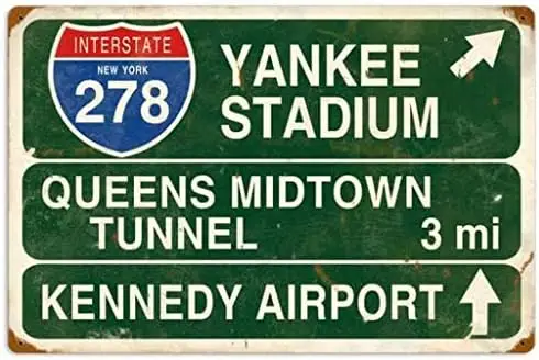 Yankee Vintage Retro Rustic Stadium Metal Tin Sign Pub Store Wall Decor Art 12 x 8 Inches