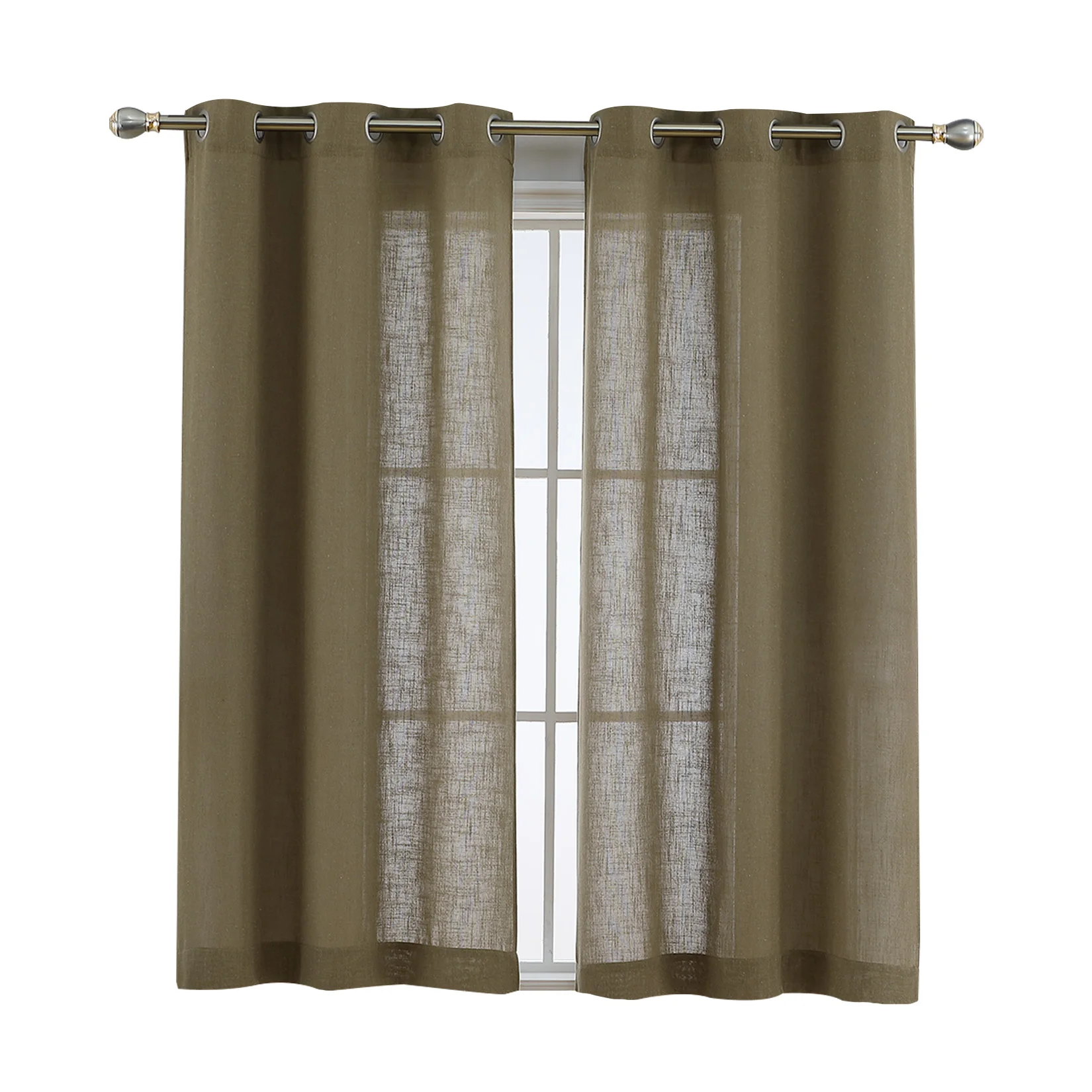 

Linen Blend Living Room Curtains Faux Linen Textured Window Curtains for Bedroom Semi-Sheer Curtain 37"×84"