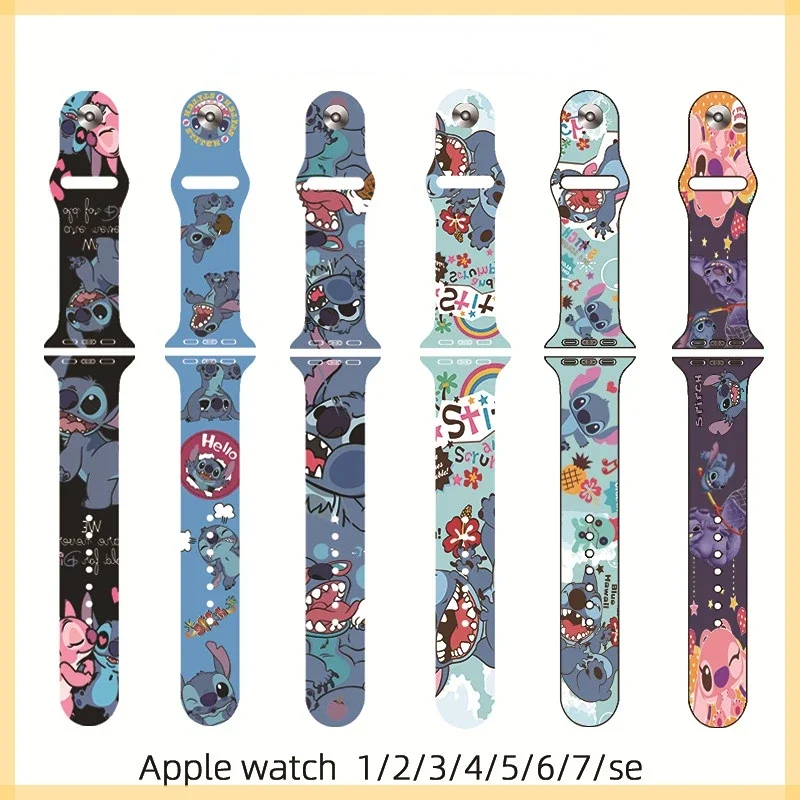 Disney Stitch Silicone Strap for Apple Watch Band 38 40 41 42 44 45MM Anime Stich Bracelet IWatch Apple Watch 6 5 3 2 1 4 SE 7