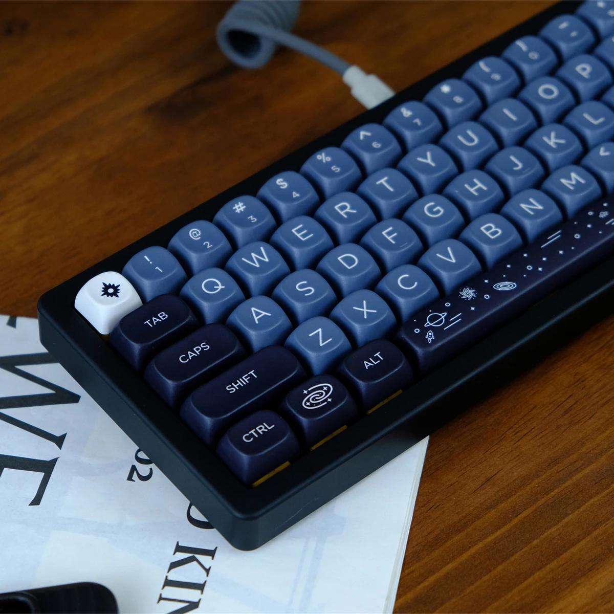 

White Milky Way Five Sided Dye Sublimation Keycaps MOA Profile PBT Key caps for Cherry Gateron MX Switches Mechanical Keyboard