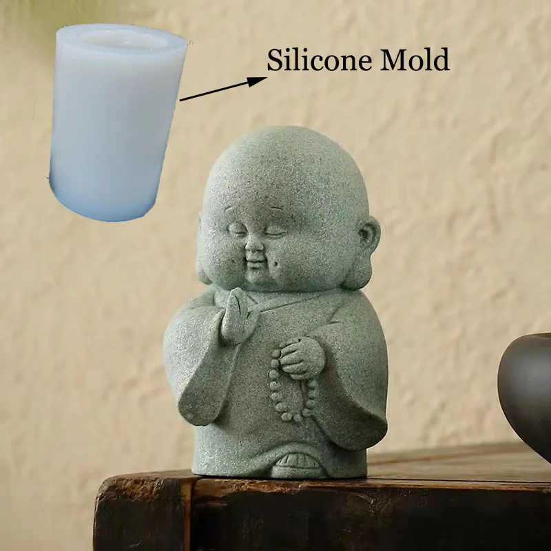 

Восточная силиконовая форма для свечей Zen, гипсовый бетон, монах, украшение для рабочего стола, гипсовая форма, сделай сам, чайная ванна для домашних животных, ландшафтный дизайн