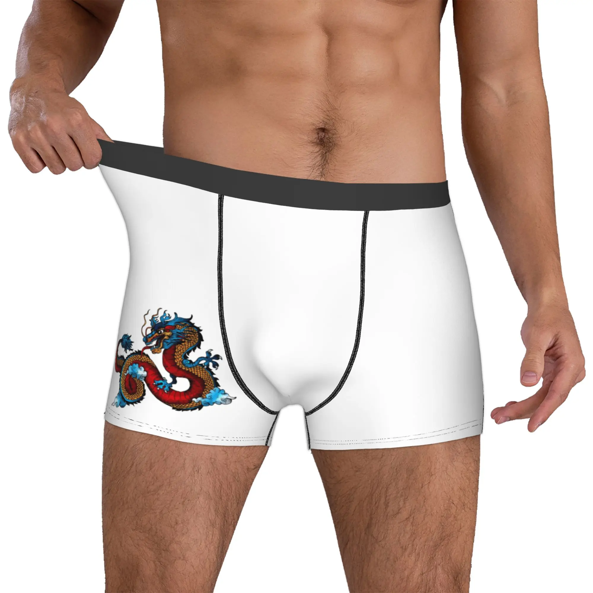 Custom Male Cool Chinese Dragon Underwear Asian Style Folklore Mythology Boxer Briefs Stretch Shorts Panties Underpants