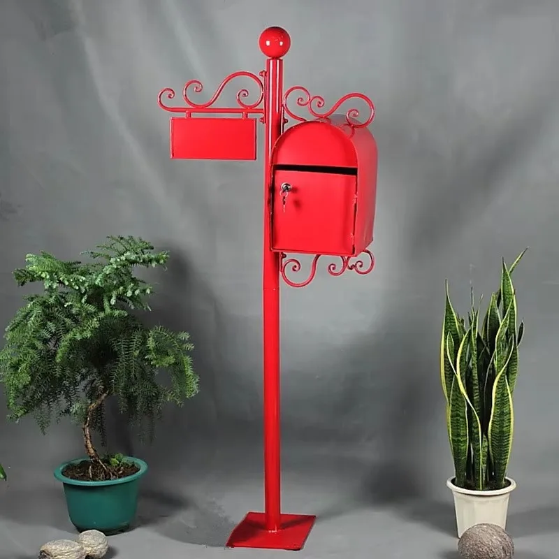 

1,5 м ретро железный художественный уличный непромокаемый почтовый ящик запираемый металлический почтовый ящик и почтовый ящик для виллы для дорожного знака и пола