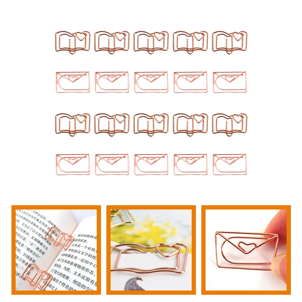 

Premium Quality Stainless Steel Paper Clips Decorative Book Shape Letter Clips Functional Office Desk Accessories