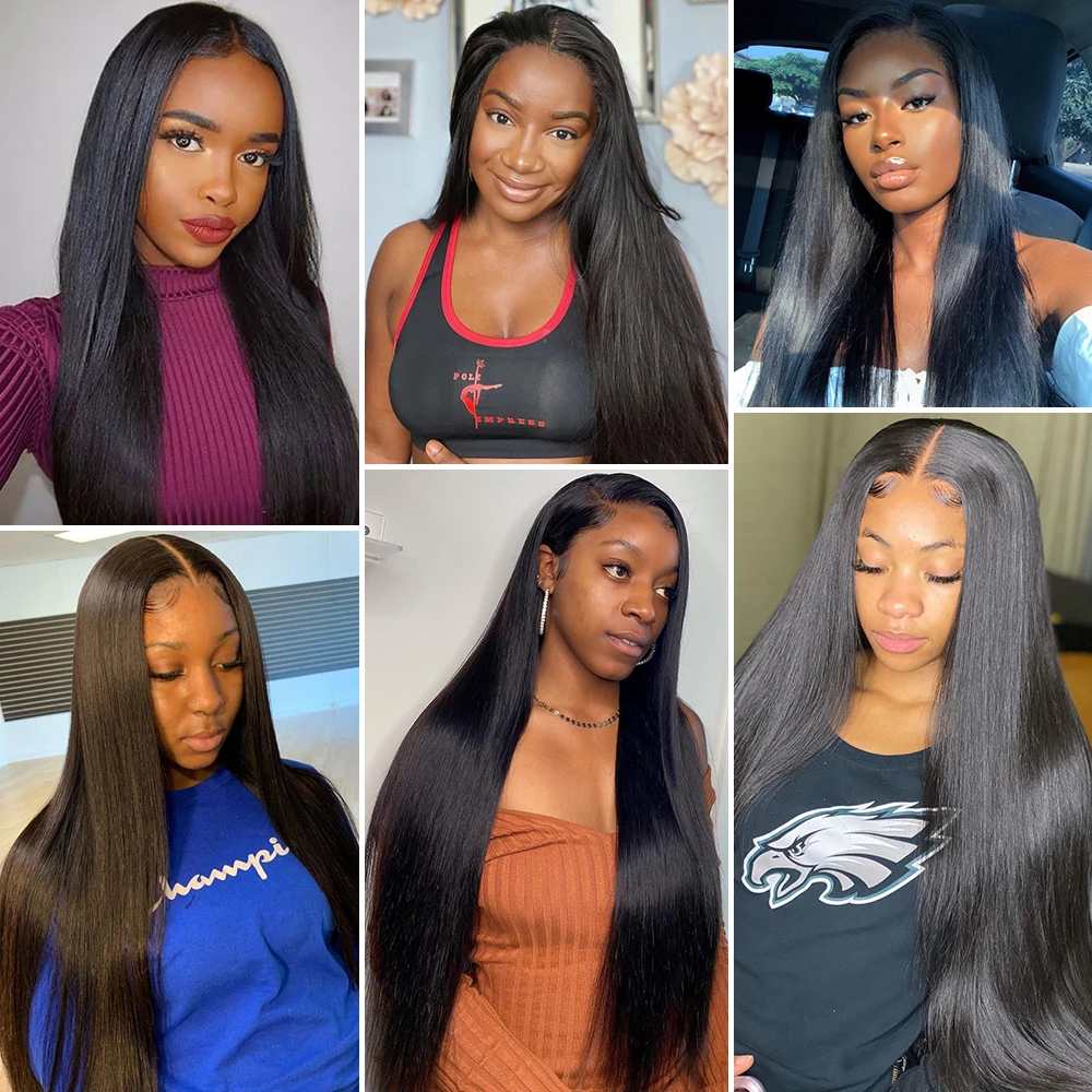 Perruque Lace Front Wig lisse brésilienne – Nadula Hair, cheveux naturels, 13x4, pre-plucked, 150%-180%, pour femmes africaines