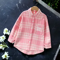 Teenagers School Plaid Shirt for Girl Blouses Cotton Long Sleeve Kids Clothes Spring Autumn Baby Children Clothing 6 7 9 10 14 Y