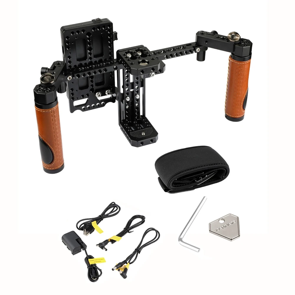 HDRIG 카메라 디렉터의 모니터 케이지 리그(핸들 그립 포함) 넥 스트랩 V-잠금 전원 공급 장치 분배기(5'' 7'' 모니터용)