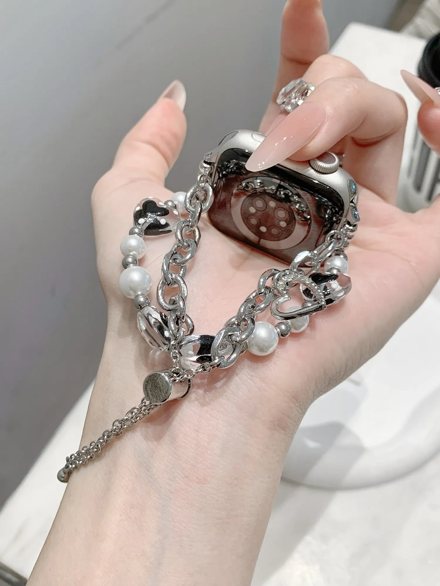 Popular Dot Heart-Shaped Chain Metal Strap For Apple Watch Band Women Series S11/10/7/6/5/9 40mm 41mm 38mm 42mm 44mm 45mm 46mm - view 5