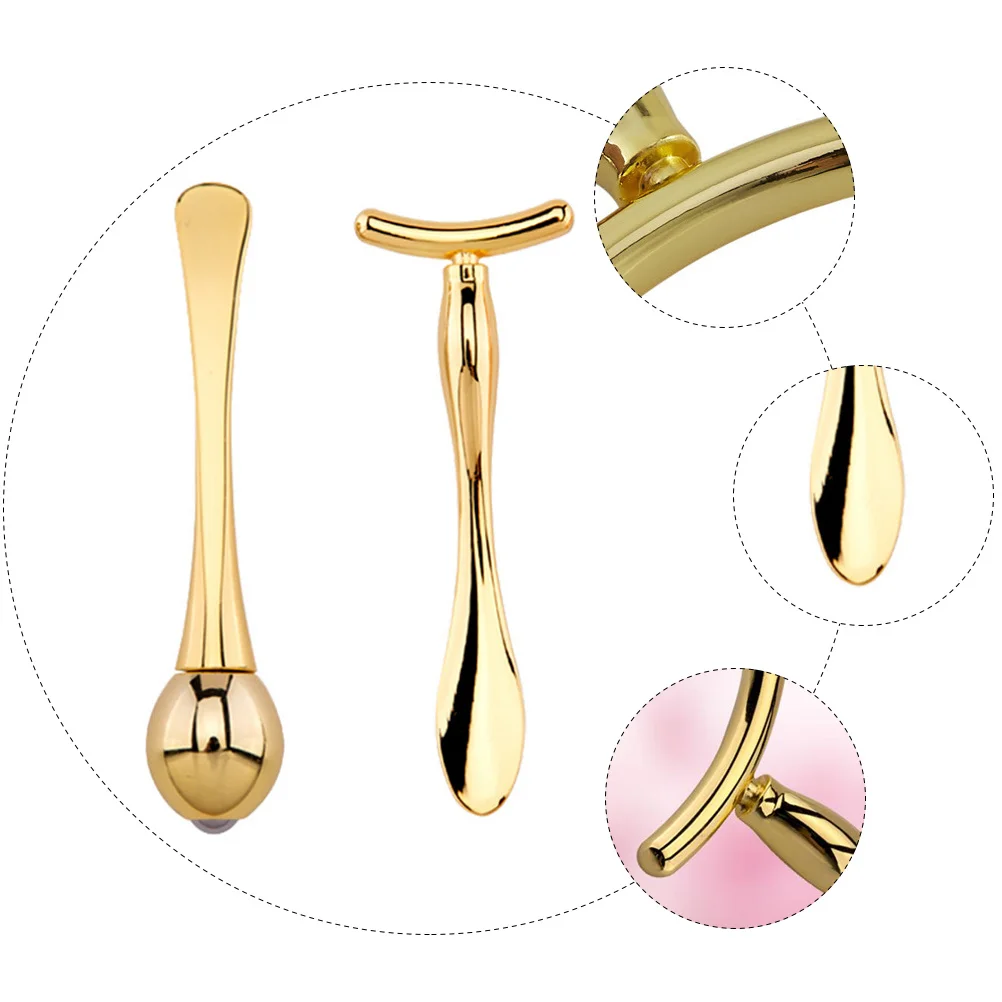 

1 set Eye Massage Stick Double-End Design Portable Skin Care Tool T-Shaped Facial Massage Bar For Eye Cream Absorption Face