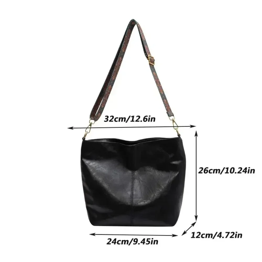 Large Capacity Bag Women New Shoulder Bag Retro Versatile Broadband Crossbody Tote Bag Geometric Strap Hobo Bag Shopping Handbag