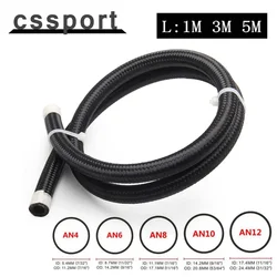 1M 3M 5M Fuel Hose Oil Gas Line AN4 AN6 AN8 AN10 AN12 Cooler Hose Line Pipe Tube Nylon Synthetic Stainless Steel Braided CPE