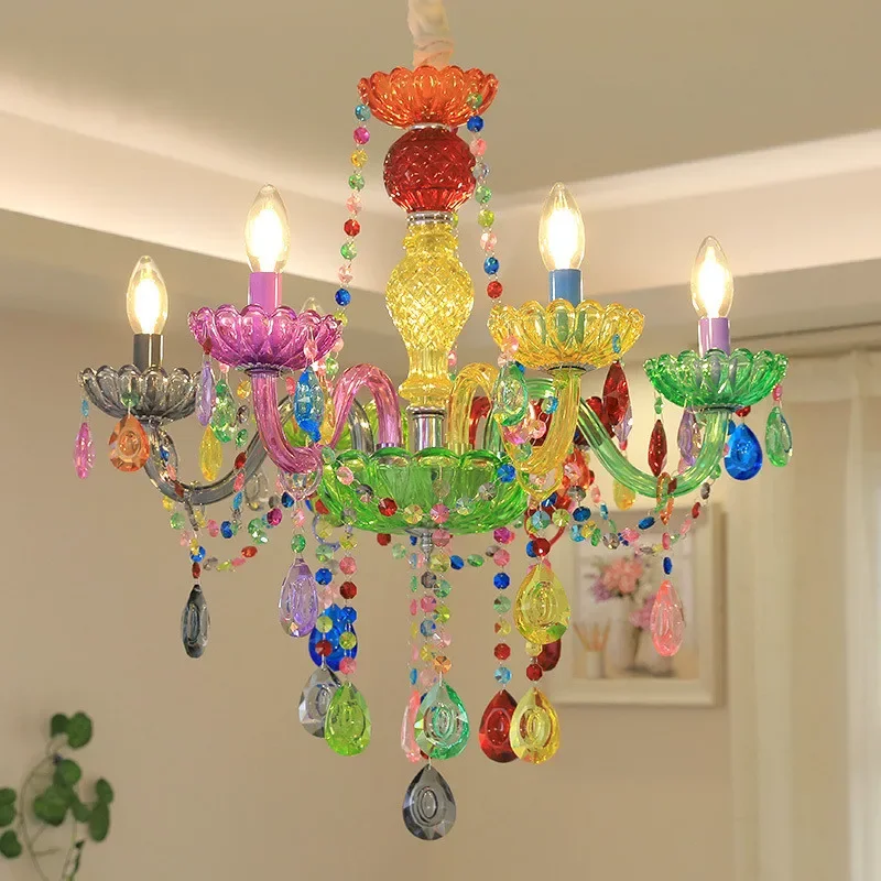 Candy color matching American candle European children's lamp children's room girl Princess bedroom Chandelier