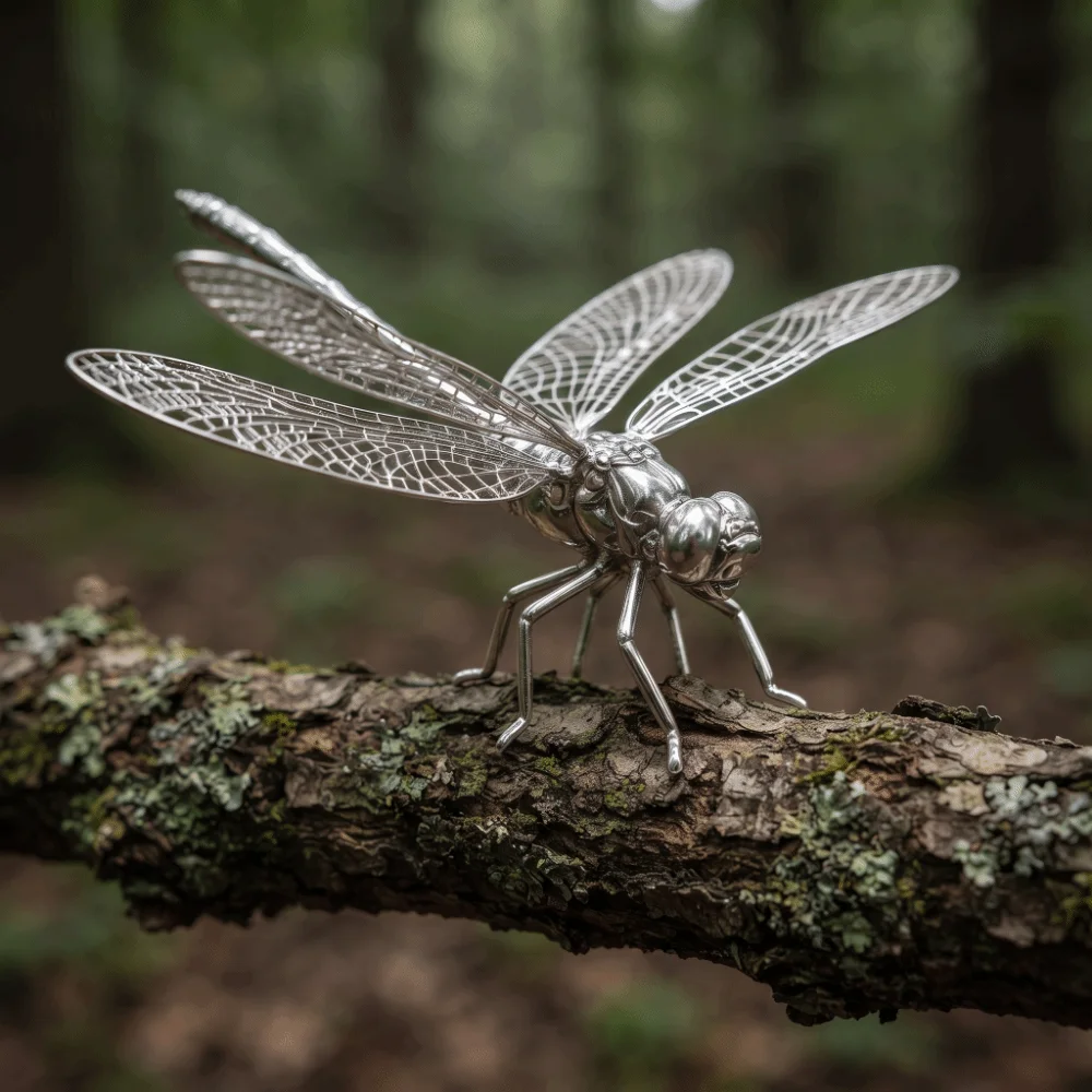 Simulation Insect Dragonfly Ornament Antique-Style Miniature Dragonfly Figure Alloy Handmade Dragonfly Tea Pet Study Decor