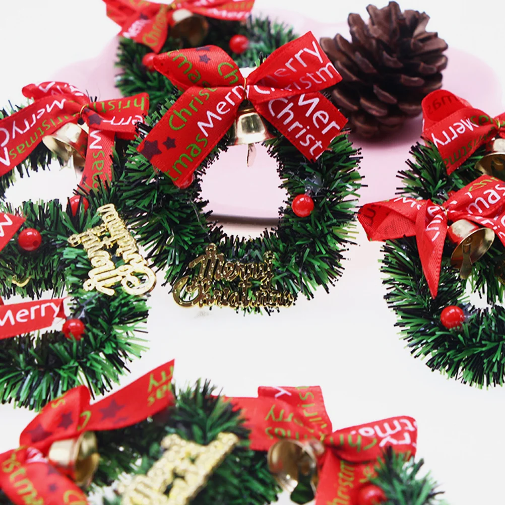 

Mini Christmas Wreath House Decorations Crafts Wreaths Bow Tie Simulated Garland