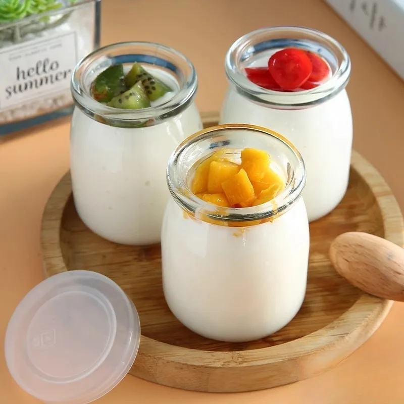 Mini Pudding Jars Cute Wishing Glass Bottle Storage Cups with Lid High Temperature Resistant Homemade Jam Jar Yogurt Container