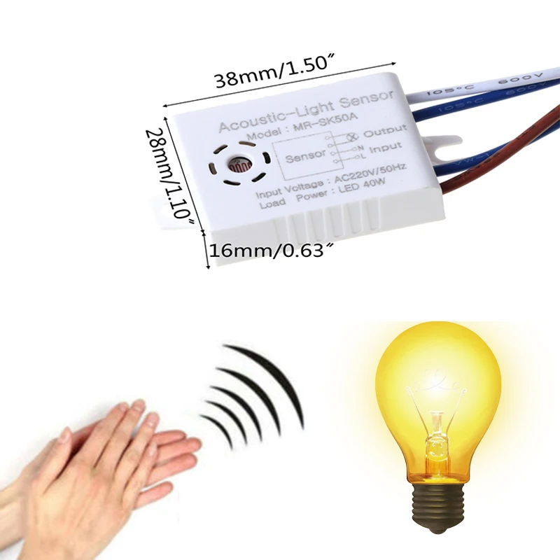 New 220V Sound Voice Sensor Switch Indoor Intelligent Auto On Off Lights Switch Automatic Voice Control Sensor Detector Switch