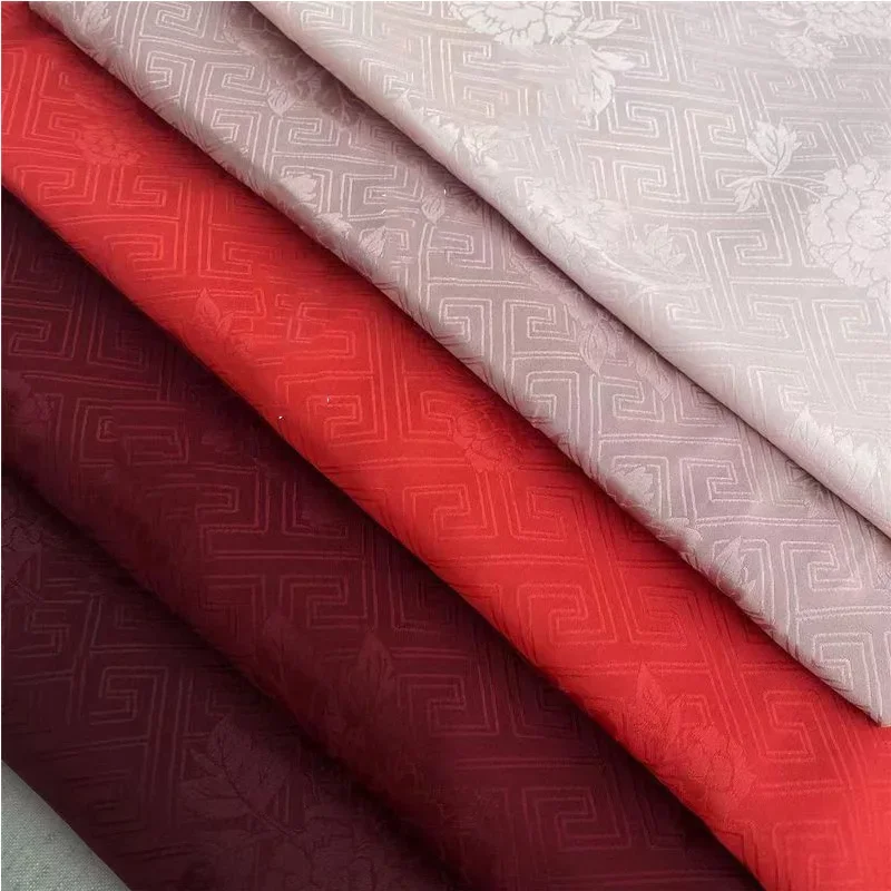 

Жаккардовая ткань по метрам для платьев Cheongsam Diy Одежда Шитье Цветы Пион Непрозрачная летняя ткань Синий Белый Шелковистый текстиль