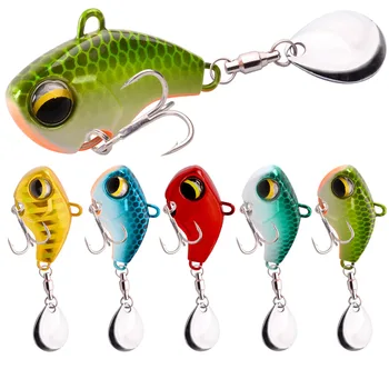 Nova chegada 1 pçs 6g/14g/26g metal vib isca de pesca girador afundando colher rotativa pino crankbait lantejoulas iscas equipamento de pesca