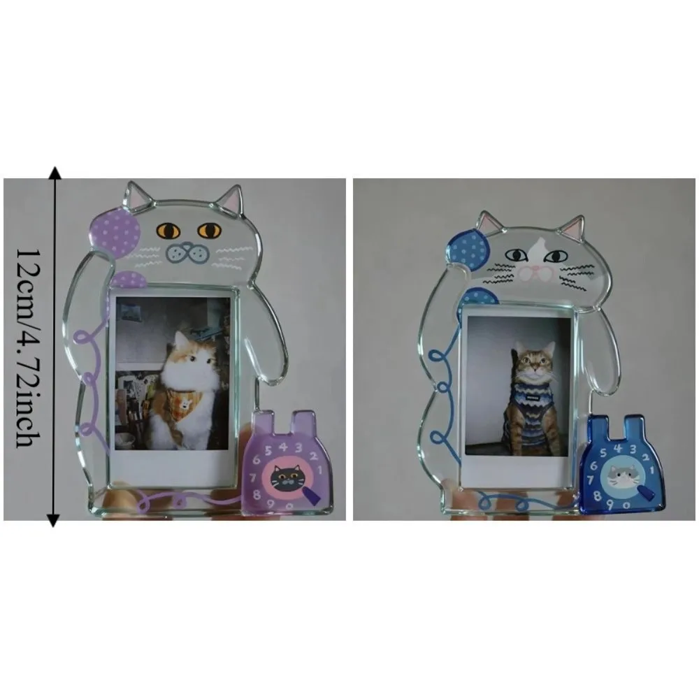 Cute 3-Inch Acrylic Cat Photo Frame, Transparent Display