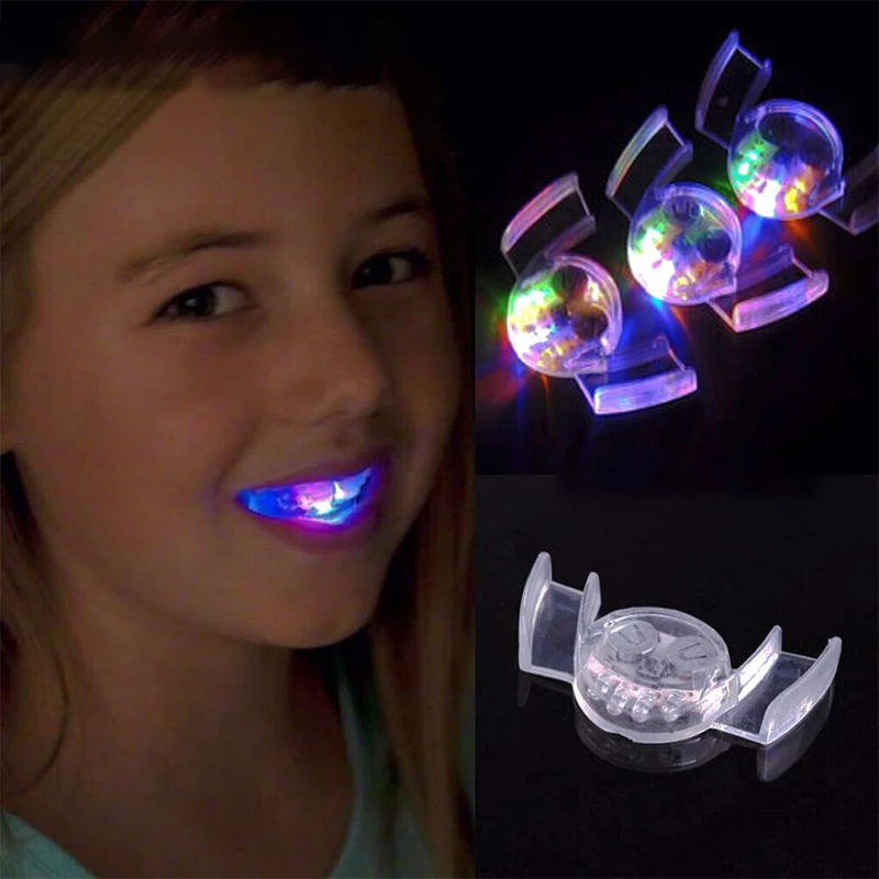 YOMDID Funny LED Light Up Mouth Braces Clow Teeth Halloween Party Rave Decoration Colorful Neon Shining Lights Party Supplies