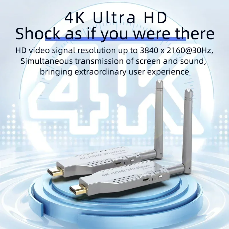 50M 5.8G 4K Wireless HDMI Video เครื่องส่งสัญญาณและตัวรับสัญญาณ Extender จอแสดงผล Dongle Kit Home Audio Video TV Stick โปรเจคเตอร์ Full HD