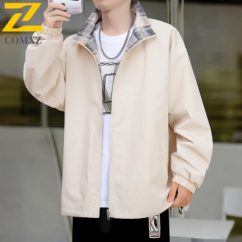 

COMXZ Spring Autumn 2025 New Plus Size Jacket Men Loose Workwear Trendy Hong Kong Style Plus Size Fashion High Quality Coats