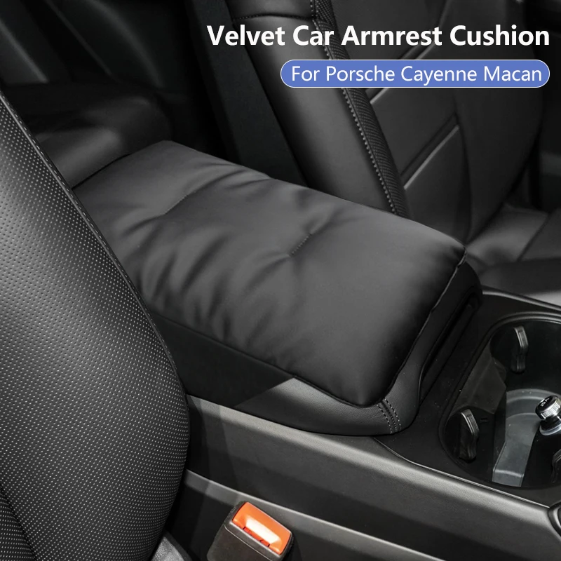 

For Porsche Cayenne Macan Car Armrest Box Cover Cushion Leather Center Console Velvet Arm Rest Protective Pads Mats Accessories