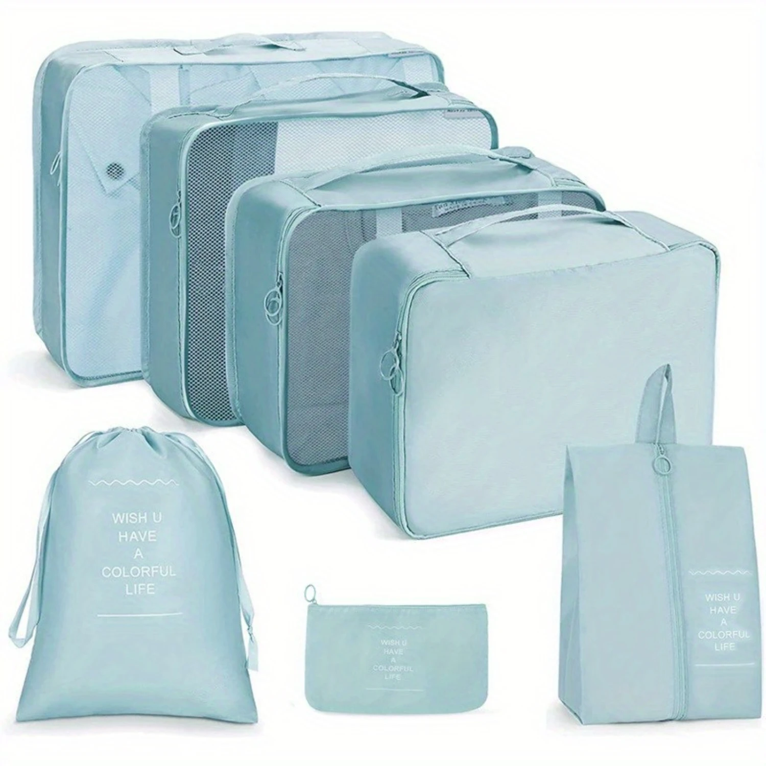 

7-Piece Travel Organizers Set, Fashion Packing Cubes, Versatile Solid Color Dustproof Luggage Bags
