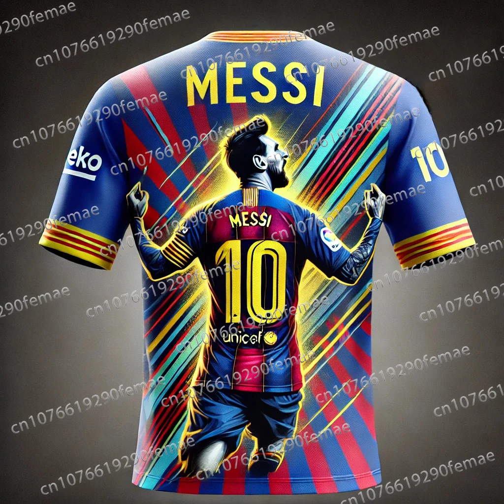 Hot Selling Messi 3D Printed Pattern Men's Sports Football Shirt T-shirt Daily Match Training Commemorative Edition Jersey